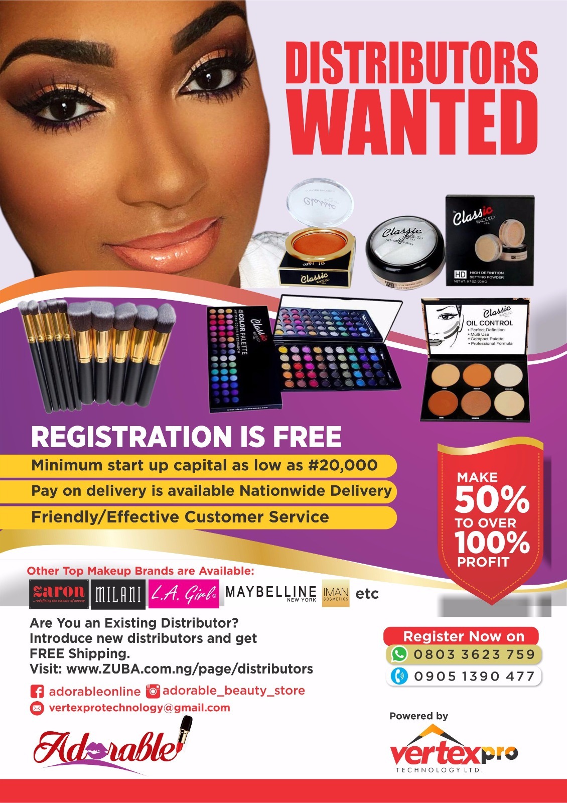 wholesale distibutorship for classic makeup USA Products
