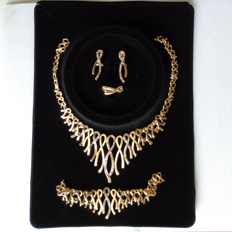 Womens Jewelry Set Gold Plated Necklace Earrings Ring Bracelet Fashion  Accessories Free Shipping to Nigeria H00211