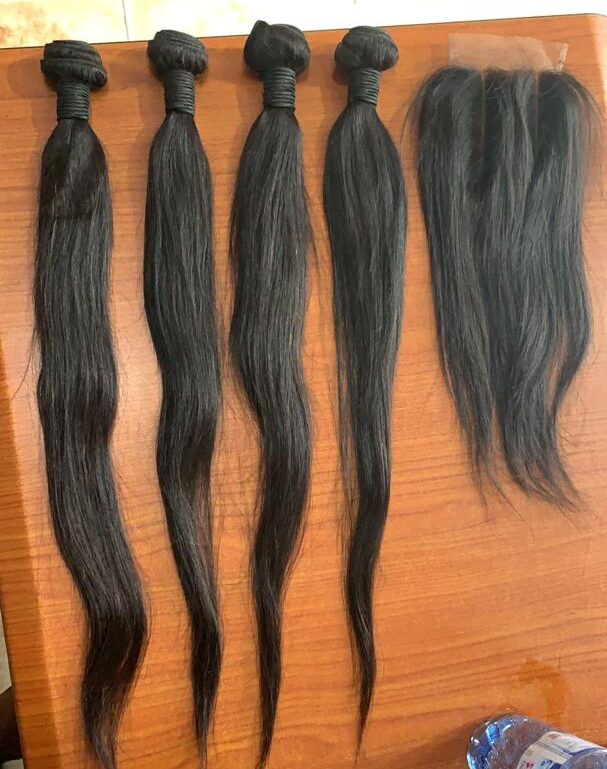 Peruvian Straight Human Hair 22 inches with closure - Zuba Online Mall